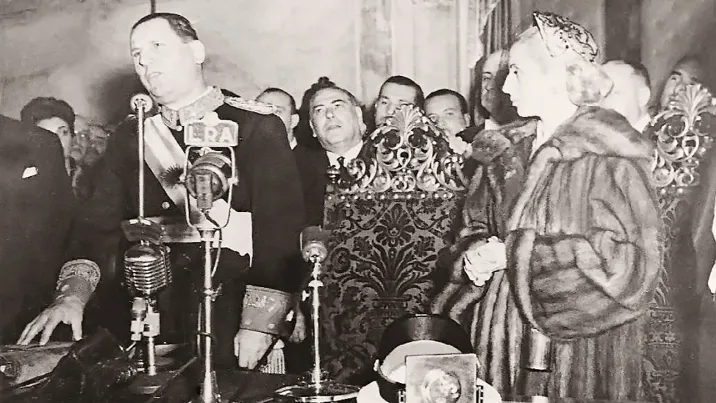 Juan Domingo Perón durante su segunda presidencia